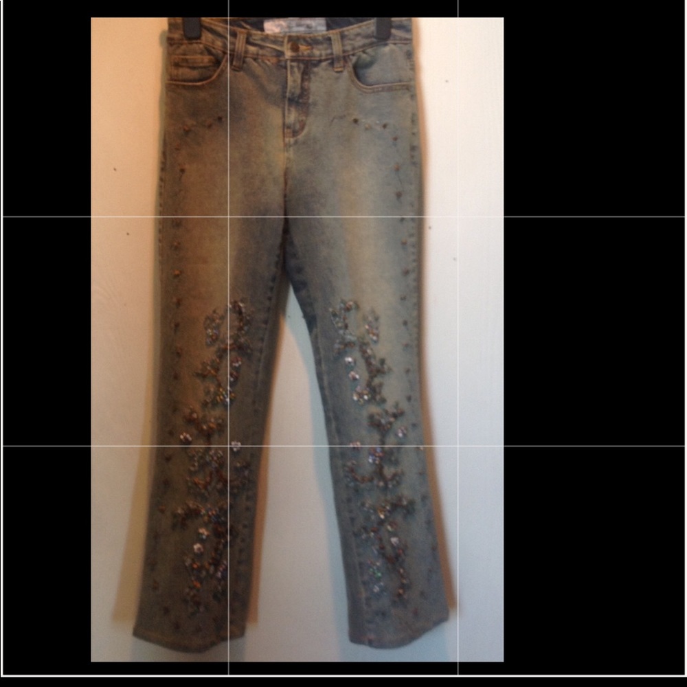 MENG YI Jeans with stones and beads SZ6